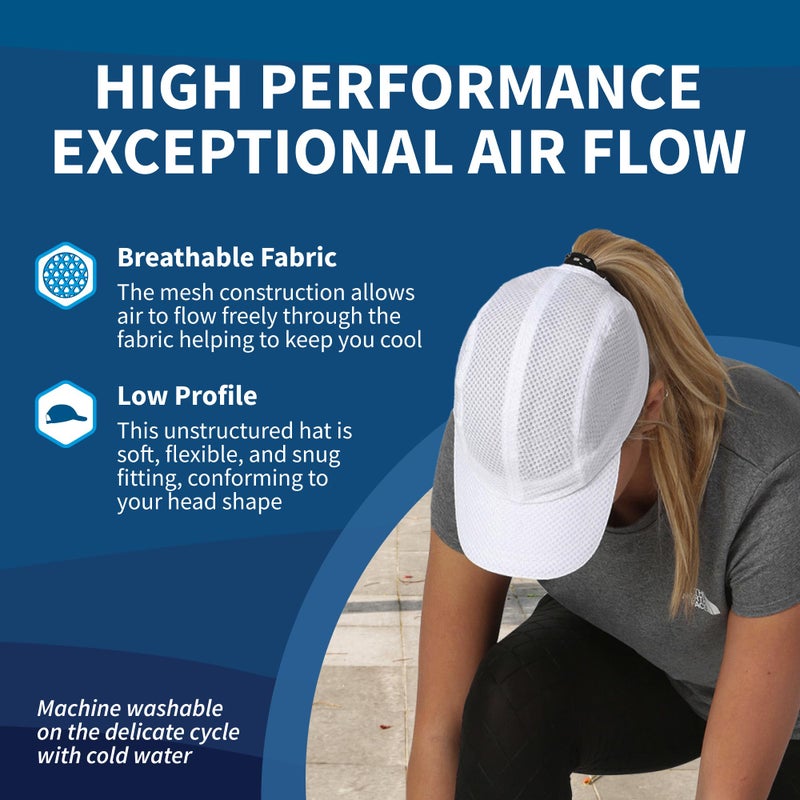 TrailHeads Women's Race Day Performance Running Cap, Lightweight & Quick Drying Mesh Sports Hat with Reflective Trim - White - Image 5